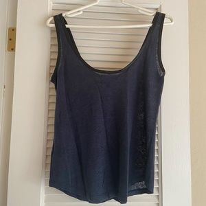 PJK Navy Tank with Leather Detailing